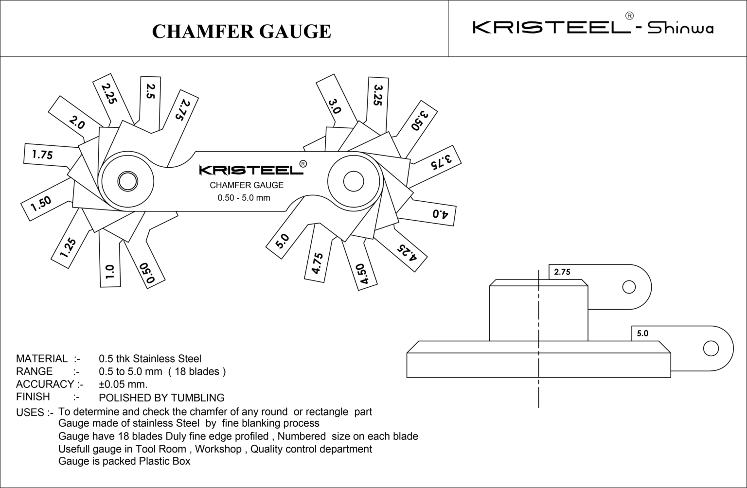 Chamfer Gauge Measuring Instruments Kristeel