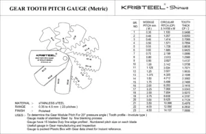Kristeel Gear Tooth Pitch Gauge