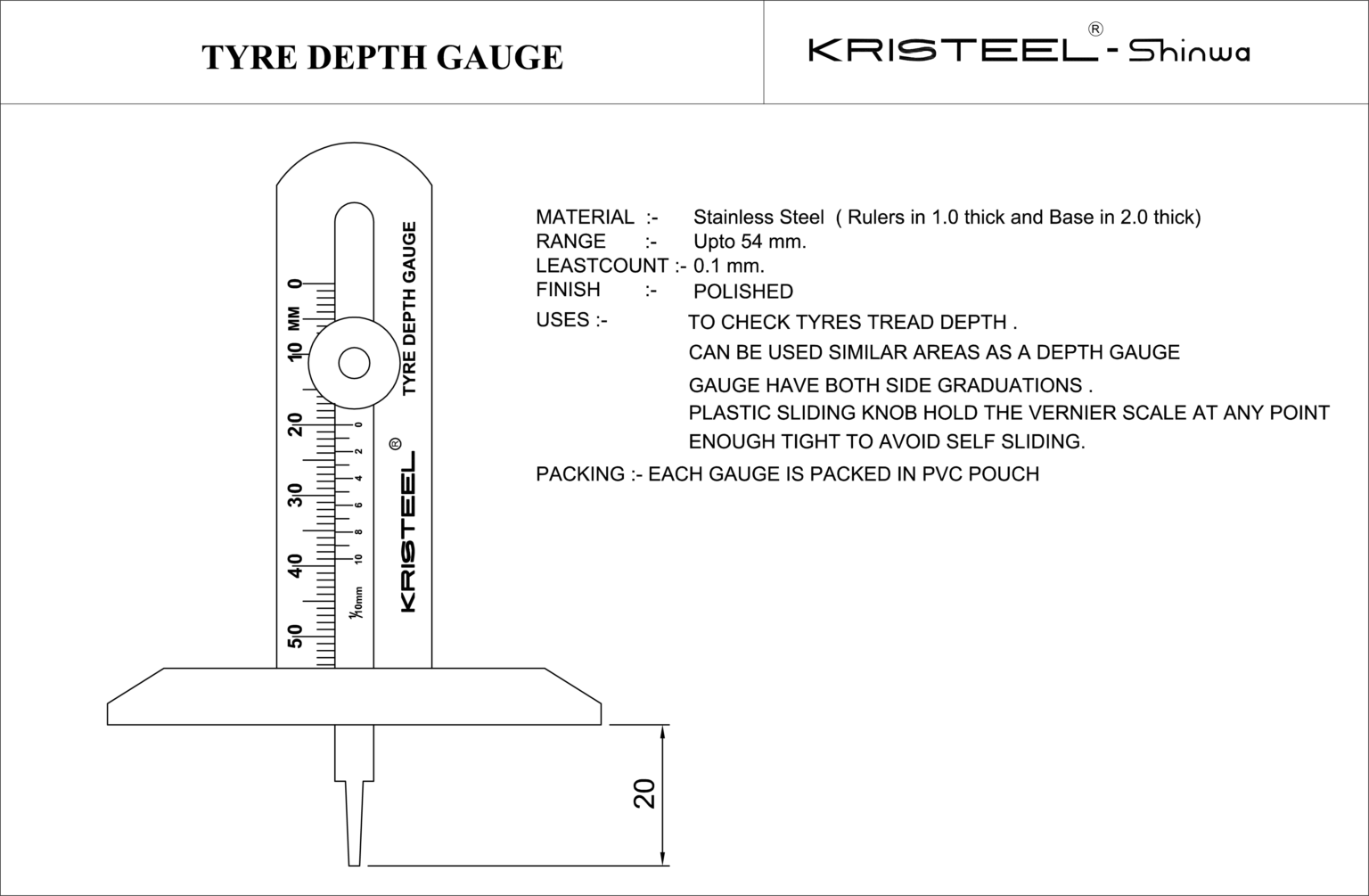 Tyre Depth Gauge Depth Gauge Engineering Gauges