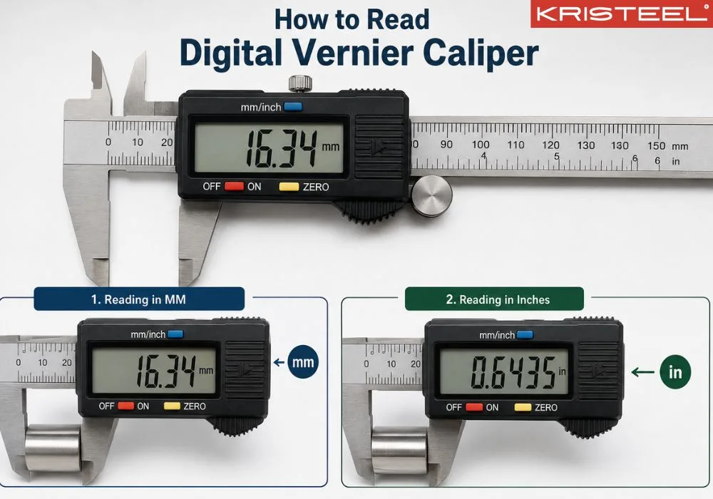 Read Digital Vernier Caliper in MM and Inches